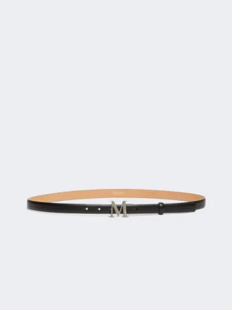 Skórzany pasek z klamrą z monogramem, czarny Skórzany pasek z klamrą z monogramem, czarny