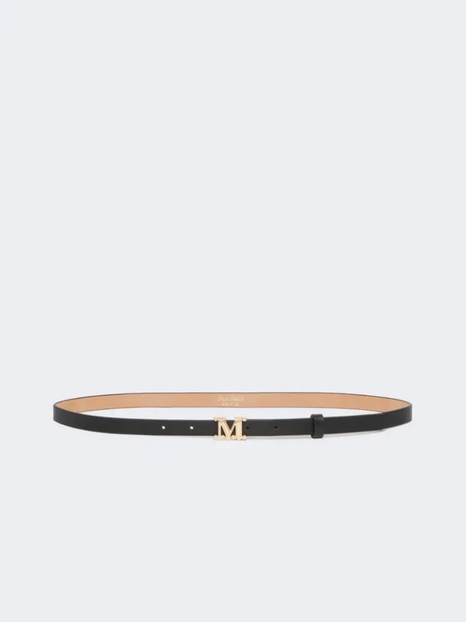 Skórzany pasek z monogramem, czarny Skórzany pasek z monogramem, czarny