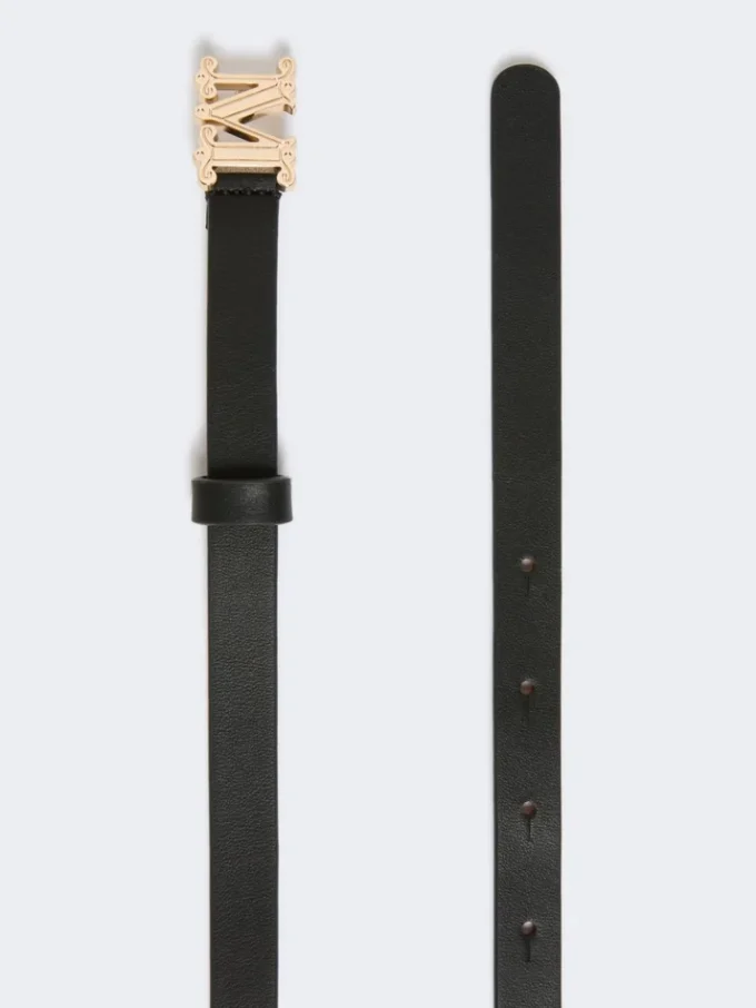 Skórzany pasek z monogramem, czarny Skórzany pasek z monogramem, czarny
