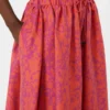 Spódnica midi z bawełny i jedwabiu w jacquard, kolor koralowy Spódnica midi z bawełny i jedwabiu w jacquard, kolor koralowy