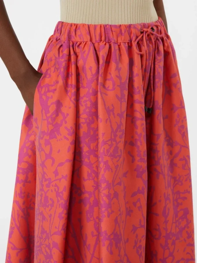 Spódnica midi z bawełny i jedwabiu w jacquard, kolor koralowy Spódnica midi z bawełny i jedwabiu w jacquard, kolor koralowy