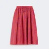 Spódnica midi z bawełny i jedwabiu w jacquard, kolor koralowy Spódnica midi z bawełny i jedwabiu w jacquard, kolor koralowy