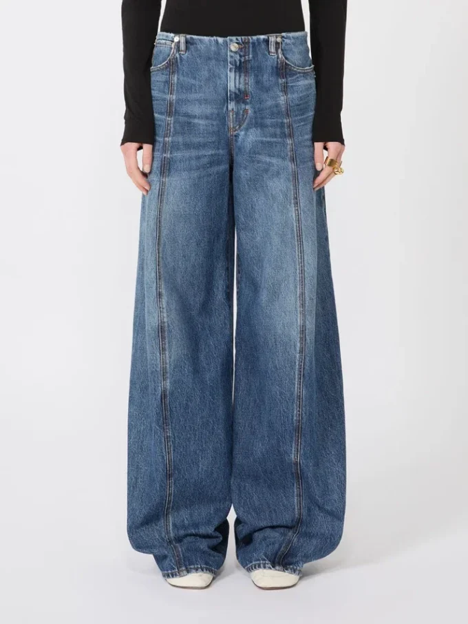 Spodnie oversize z niskim stanem, kolor midnightblue