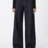 Spodnie oversize z niskim stanem, kolor midnightblue