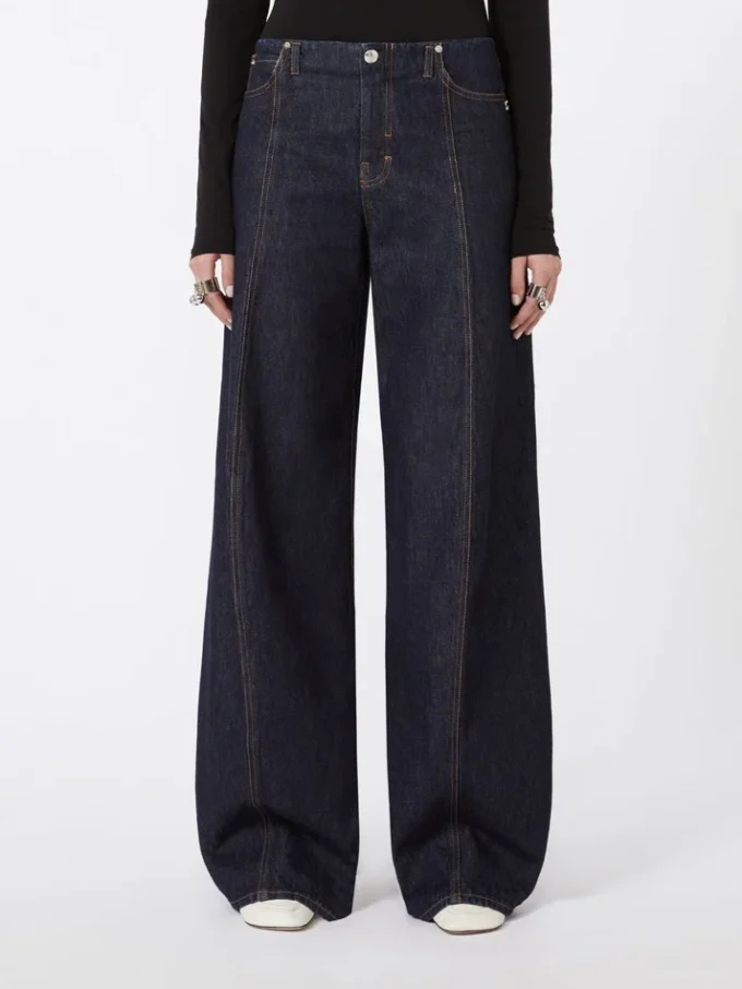 Spodnie oversize z niskim stanem, kolor midnightblue