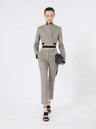 Spodnie slim fit z wełny, moheru i jedwabiu, w kolorze średniej szarości