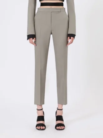 Spodnie slim fit z wełny, moheru i jedwabiu, w kolorze średniej szarości