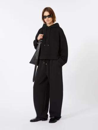 Bluza z kapturem z elastycznej bawełny, czarna