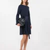 Sukienka z dzianiny Milano-knit, granatowa Sukienka z dzianiny Milano-knit, granatowa