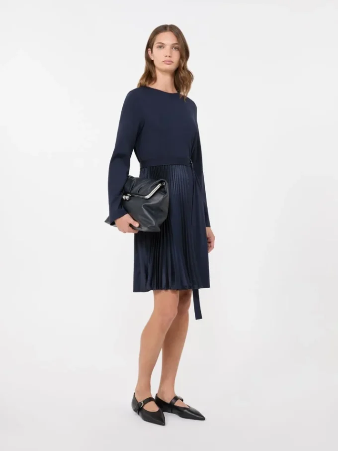 Sukienka z dzianiny Milano-knit, granatowa Sukienka z dzianiny Milano-knit, granatowa