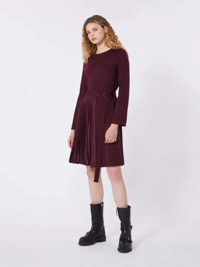 Sukienka z dzianiny Milano-knit, kolor bordowy