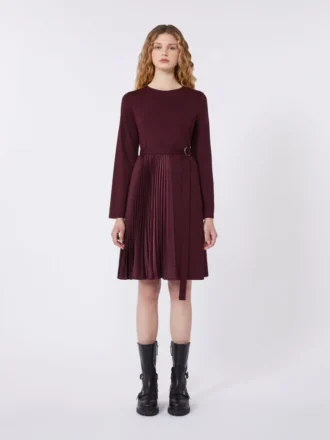 Sukienka z dzianiny Milano-knit, kolor bordowy