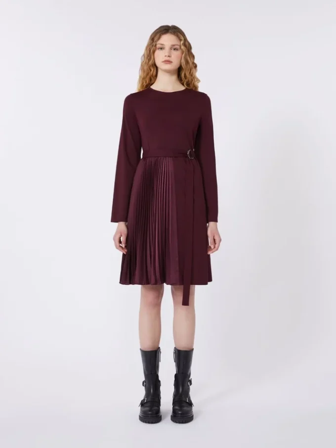 Sukienka z dzianiny Milano-knit, kolor bordowy