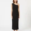 Sukienka z dzianiny z jednym ramiączkiem, czarna Sukienka z dzianiny z jednym ramiączkiem, czarna