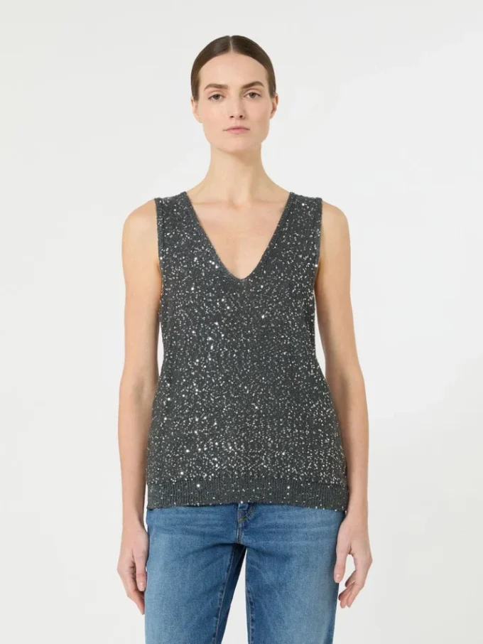 Sweter bez rękawów z cekinami, ciemnoszary Sweter bez rękawów z cekinami, ciemnoszary