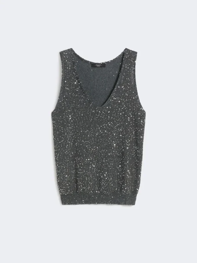 Sweter bez rękawów z cekinami, ciemnoszary Sweter bez rękawów z cekinami, ciemnoszary