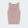 Sweter bez rękawów z cekinami, kolor antycznej róży Sweter bez rękawów z cekinami, kolor antycznej róży