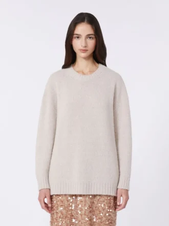 Sweter oversize z alpaki i bawełny, kolor piaskowy