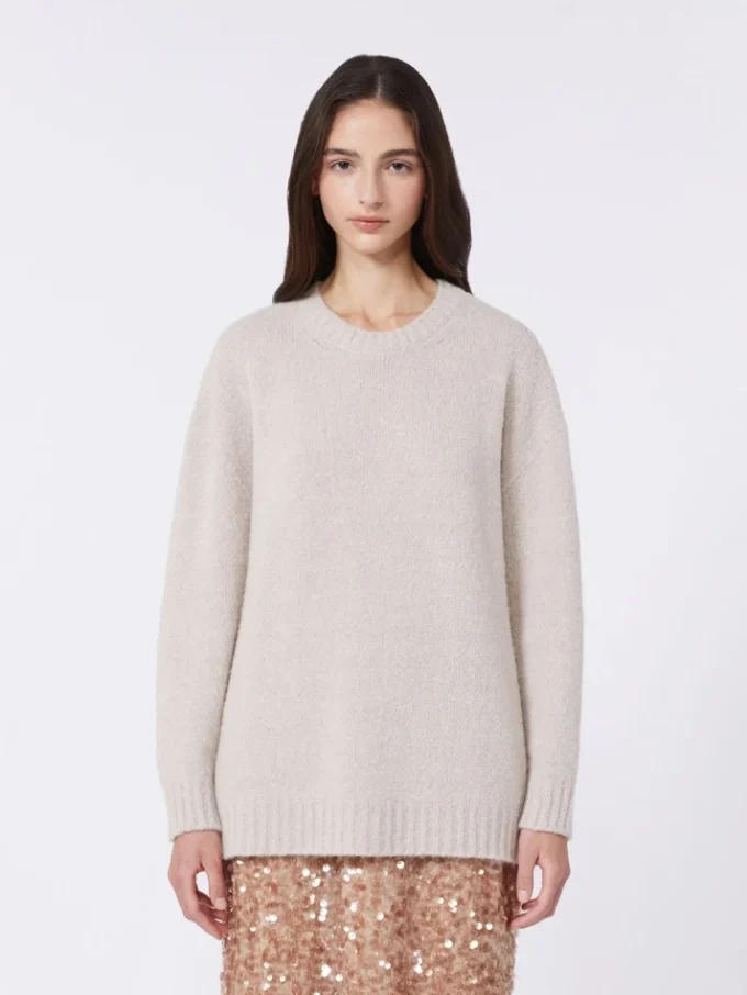 Sweter oversize z alpaki i bawełny, kolor piaskowy Sweter oversize z alpaki i bawełny, kolor piaskowy