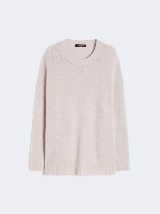Sweter oversize z alpaki i bawełny, kolor piaskowy Sweter oversize z alpaki i bawełny, kolor piaskowy