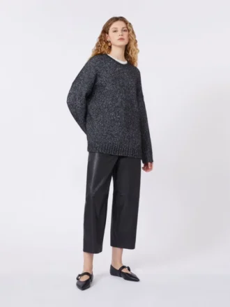 Sweter oversize z moheru i lureksu, ciemnoszary