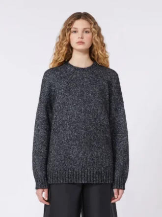 Sweter oversize z moheru i lureksu, ciemnoszary