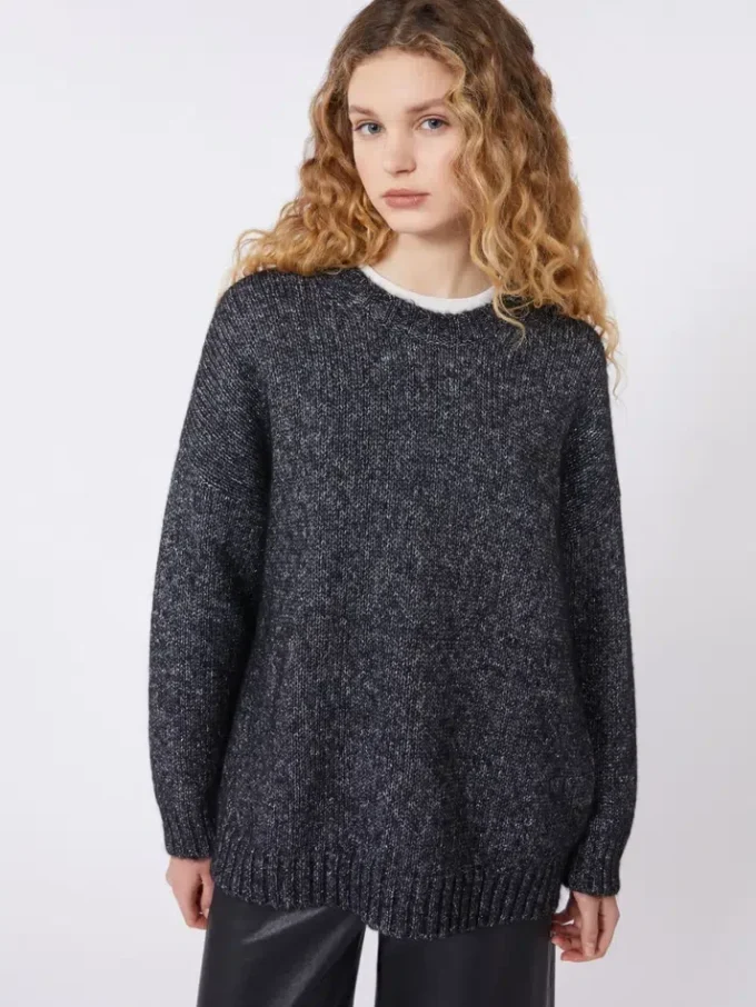 Sweter oversize z moheru i lureksu, ciemnoszary Sweter oversize z moheru i lureksu, ciemnoszary