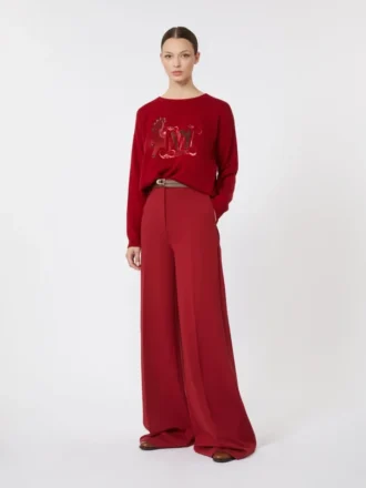 Sweter oversize z wełny i kaszmiru, ciemnoczerwony