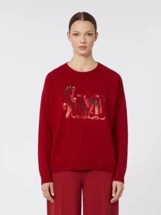 Sweter oversize z wełny i kaszmiru, ciemnoczerwony