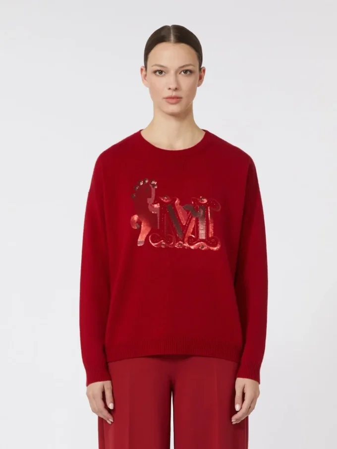 Sweter oversize z wełny i kaszmiru, ciemnoczerwony Sweter oversize z wełny i kaszmiru, ciemnoczerwony