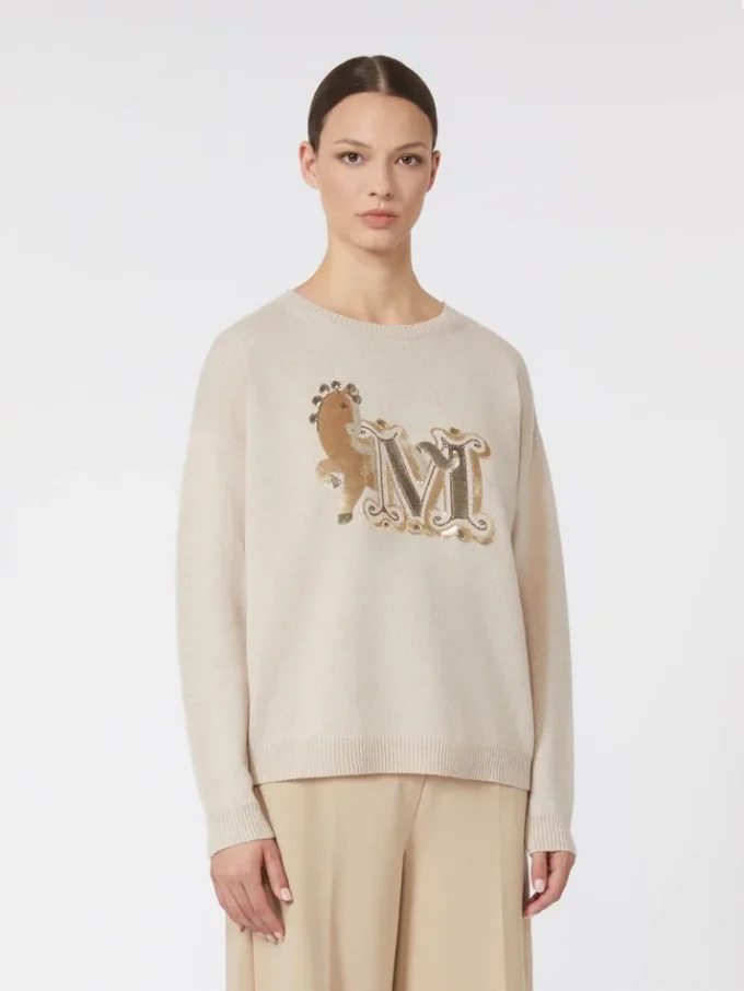 Sweter oversize z wełny i kaszmiru, kolor albino