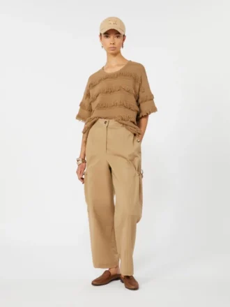 Sweter oversize z wiskozy z wzorem, kolor pustynny