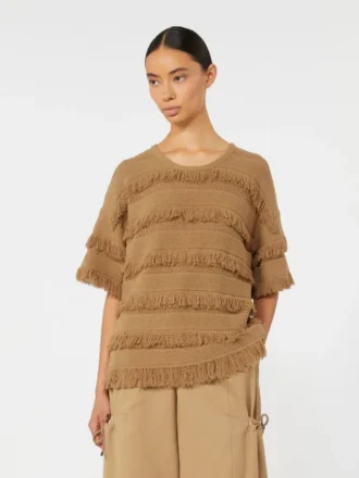 Sweter oversize z wiskozy z wzorem, kolor pustynny