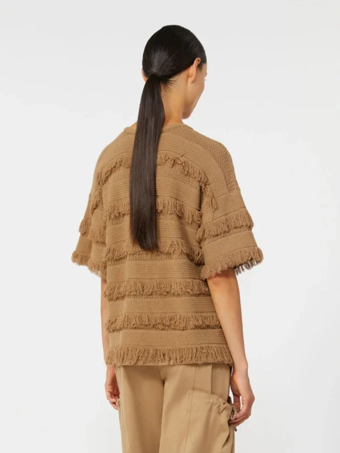 Sweter oversize z wiskozy z wzorem, kolor pustynny Sweter oversize z wiskozy z wzorem, kolor pustynny