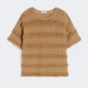 Sweter oversize z wiskozy z wzorem, kolor pustynny Sweter oversize z wiskozy z wzorem, kolor pustynny