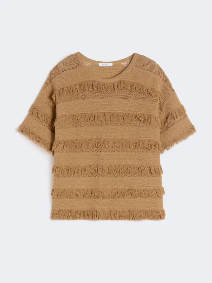 Sweter oversize z wiskozy z wzorem, kolor pustynny Sweter oversize z wiskozy z wzorem, kolor pustynny