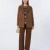 Wełniany płaszcz typu pea coat, kolor tytoniowy