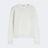 Sweter z dzianiny lnianej z okrągłym dekoltem, kolor mleczny Sweter z dzianiny lnianej z okrągłym dekoltem, kolor mleczny