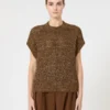 Sweter z dzianiny siateczkowej z cekinami, kolor orzechowy Sweter z dzianiny siateczkowej z cekinami, kolor orzechowy