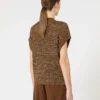Sweter z dzianiny siateczkowej z cekinami, kolor orzechowy Sweter z dzianiny siateczkowej z cekinami, kolor orzechowy