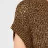 Sweter z dzianiny siateczkowej z cekinami, kolor orzechowy Sweter z dzianiny siateczkowej z cekinami, kolor orzechowy