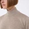 Sweter z golfem z wełny o splocie dżersejowym, brązowy Sweter z golfem z wełny o splocie dżersejowym, brązowy