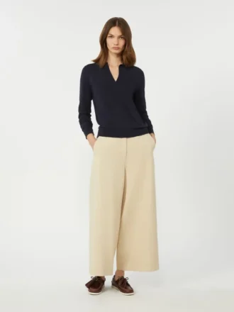 Sweter z golfem z wiskozy, granatowy