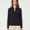 Sweter z golfem z wiskozy, granatowy Sweter z golfem z wiskozy, granatowy