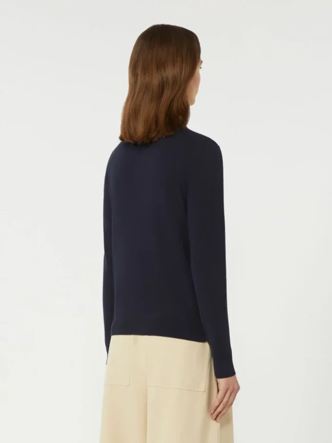 Sweter z golfem z wiskozy, granatowy Sweter z golfem z wiskozy, granatowy
