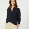 Sweter z golfem z wiskozy, granatowy Sweter z golfem z wiskozy, granatowy