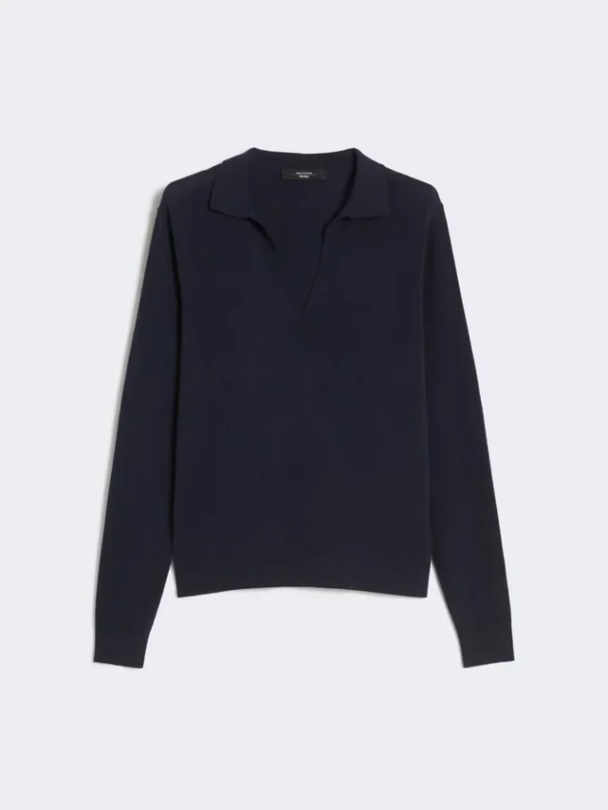 Sweter z golfem z wiskozy, granatowy Sweter z golfem z wiskozy, granatowy