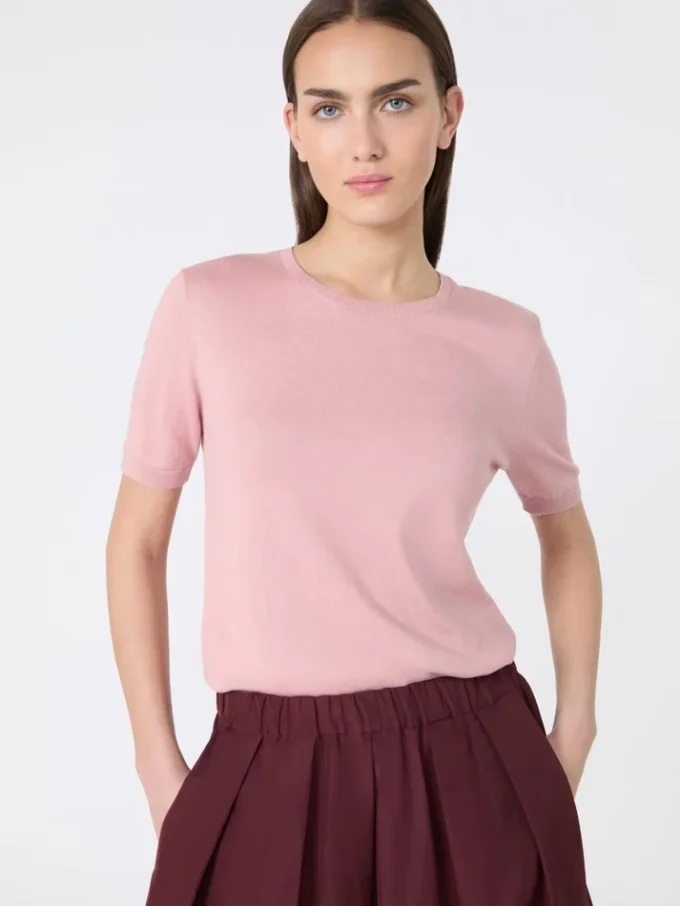Sweter z jedwabiu i bawełny, różowy Sweter z jedwabiu i bawełny, różowy