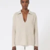 Sweter z kaszmiru w prążki, beżowy Sweter z kaszmiru w prążki, beżowy
