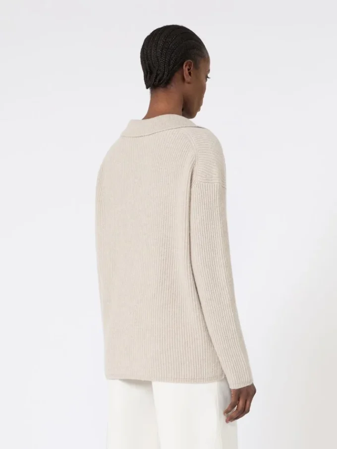 Sweter z kaszmiru w prążki, beżowy Sweter z kaszmiru w prążki, beżowy